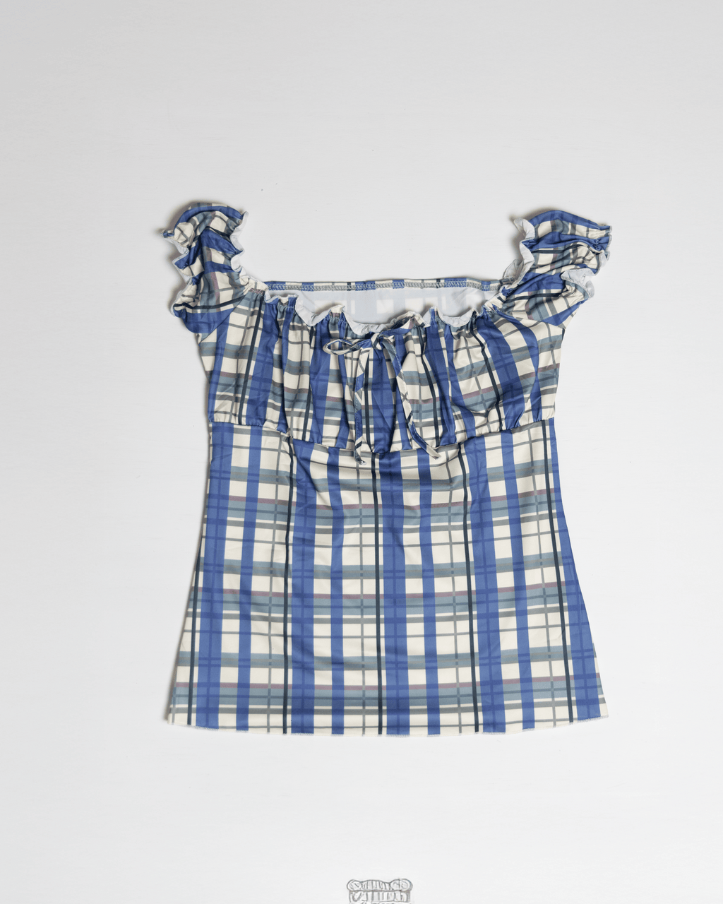 off shoulder plaid top